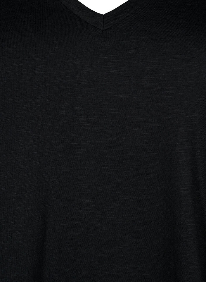 Basic t-shirt met korte mouwen en v-hals, Zwart, Packshot image number 2
