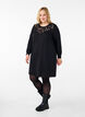 Korte sweat jurk met kanten detail, Black, Model image number 2