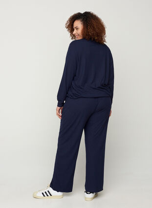 Pantalon ample en matière côtelée, Navy Blazer, Model image number 0