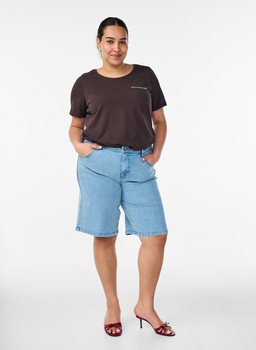 T-shirt imprim&eacute;, Marron, Model image number 1