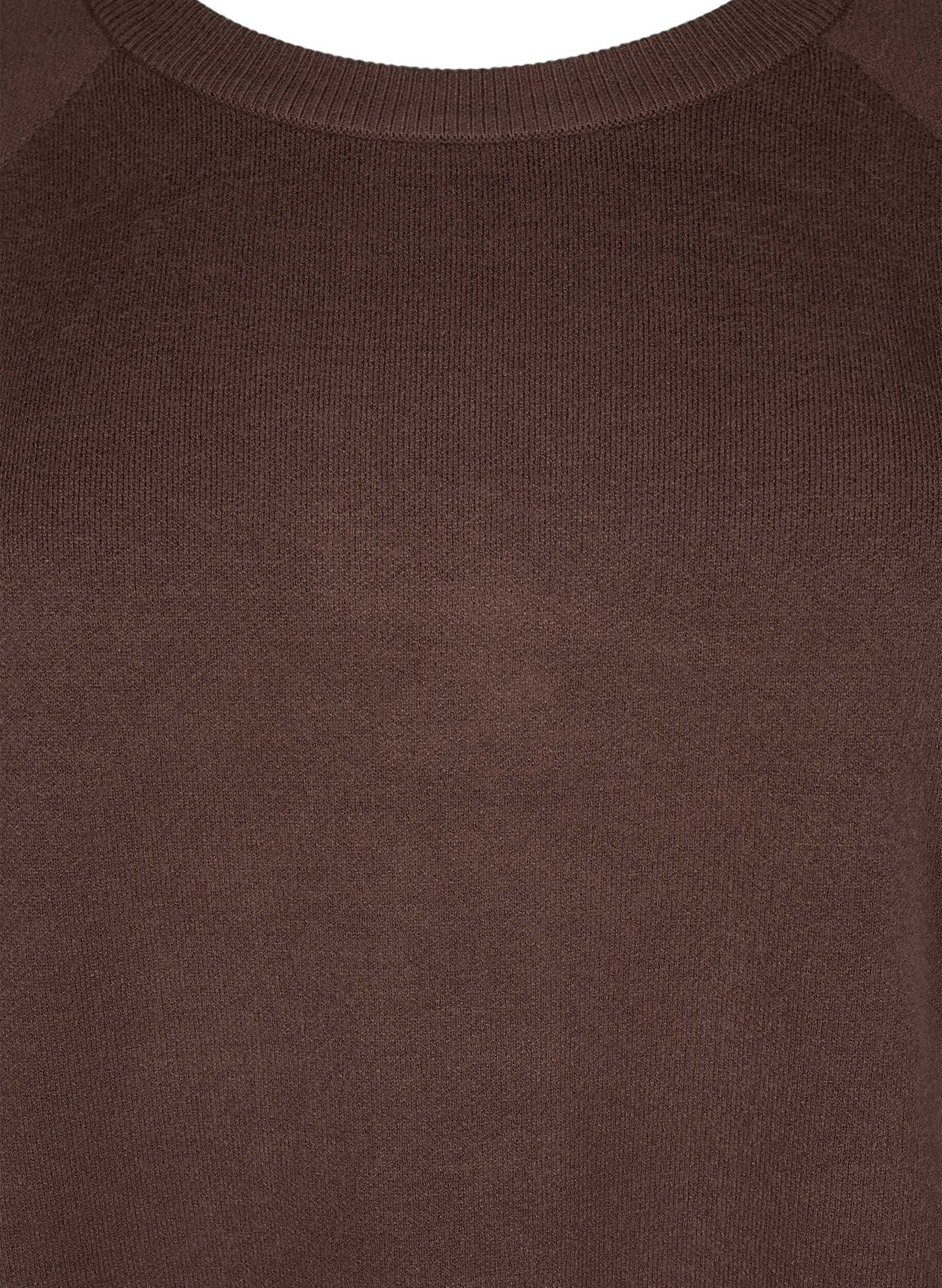ZizziGebreide jurk met ronde hals en split, Bruin, Packshot image number 2