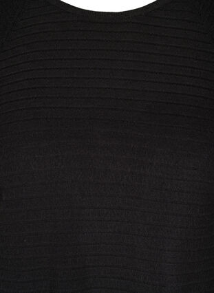 Gebreide top met patroon en ronde hals, Black, Packshot image number 2