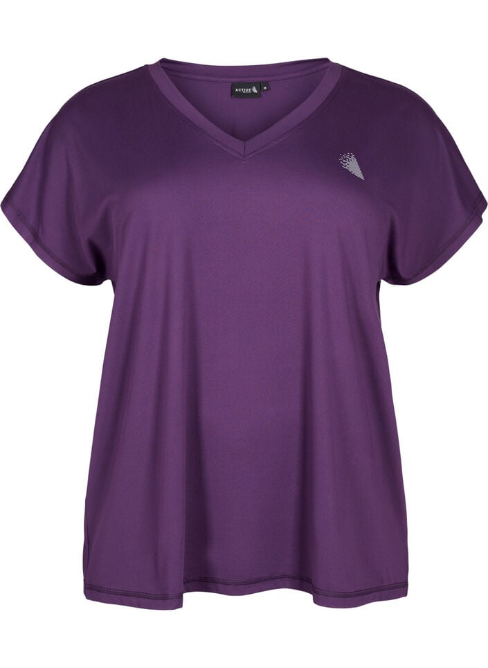 T-shirt de sport ample avec col en V, Violet, Packshot image number 0