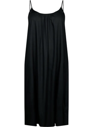 Mouwloos midi jurk in viscose, Black, Packshot image number 0