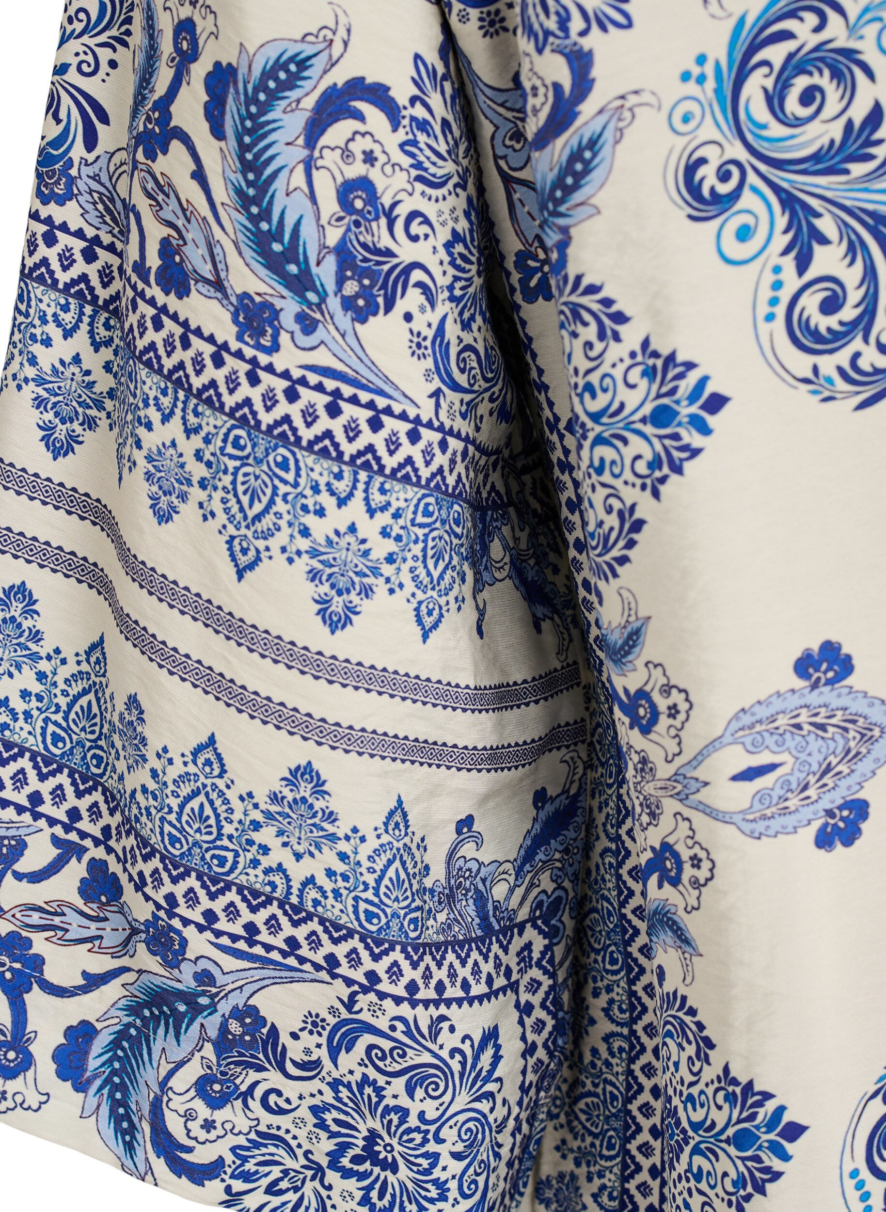 Zizzi Blouse imprim&eacute;e en viscose avec manches 3/4, Bleu, Packshot image number 3