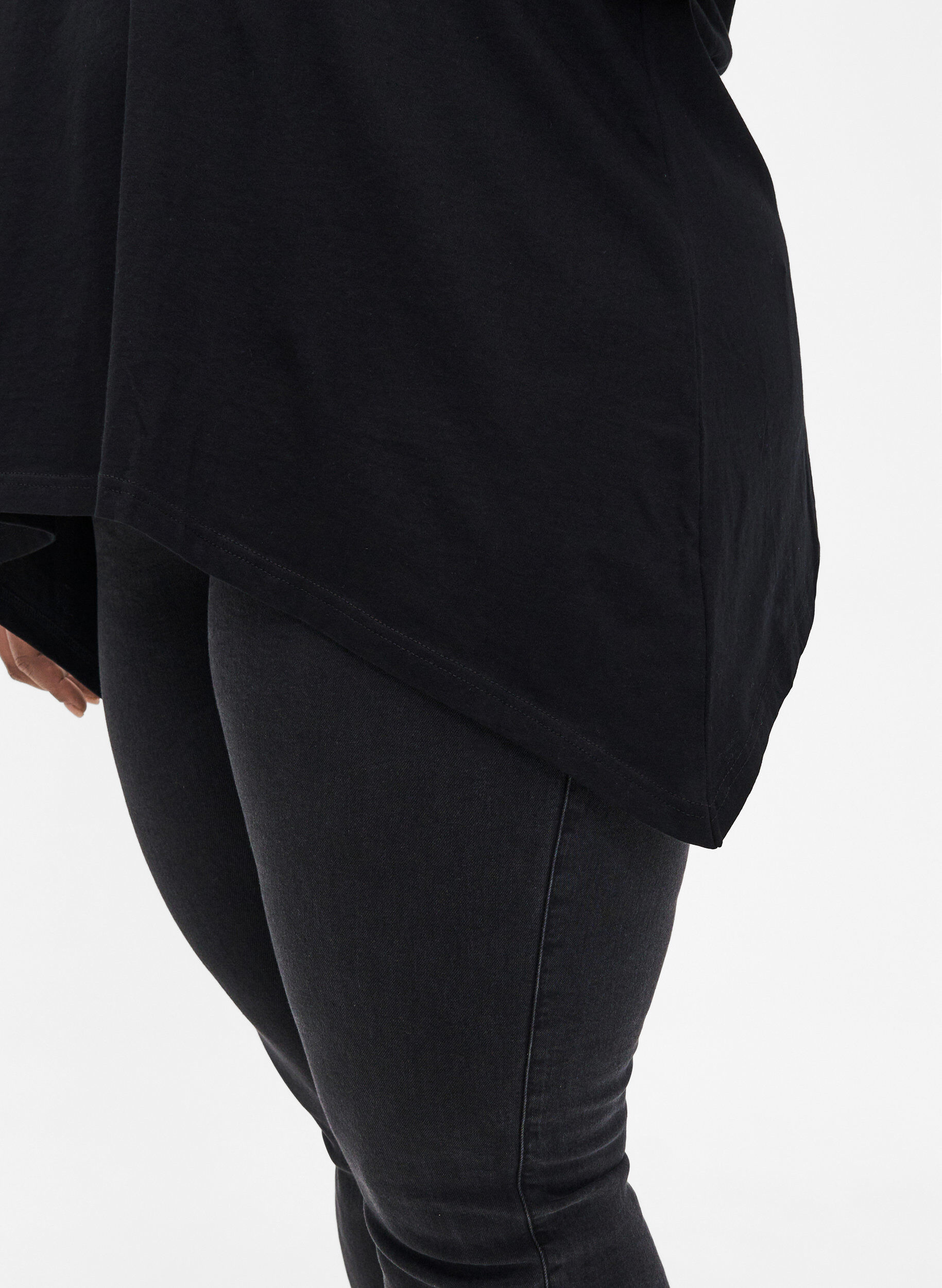 ZizziKatoenen T-shirt met korte mouwen, Black W. Sun, Model image number 2