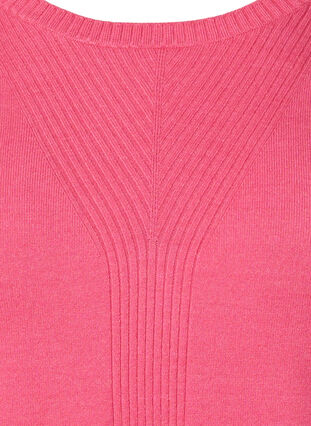 Effen gekleurde gebreide trui met ribdetails, Hot Pink Mel., Packshot image number 2
