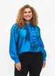 Glanzende shirtblouse met ruches, Diva Blue, Model image number 0