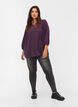 Blouse unie avec dentelle et manches 3/4, Plum Perfect, Model image number 2