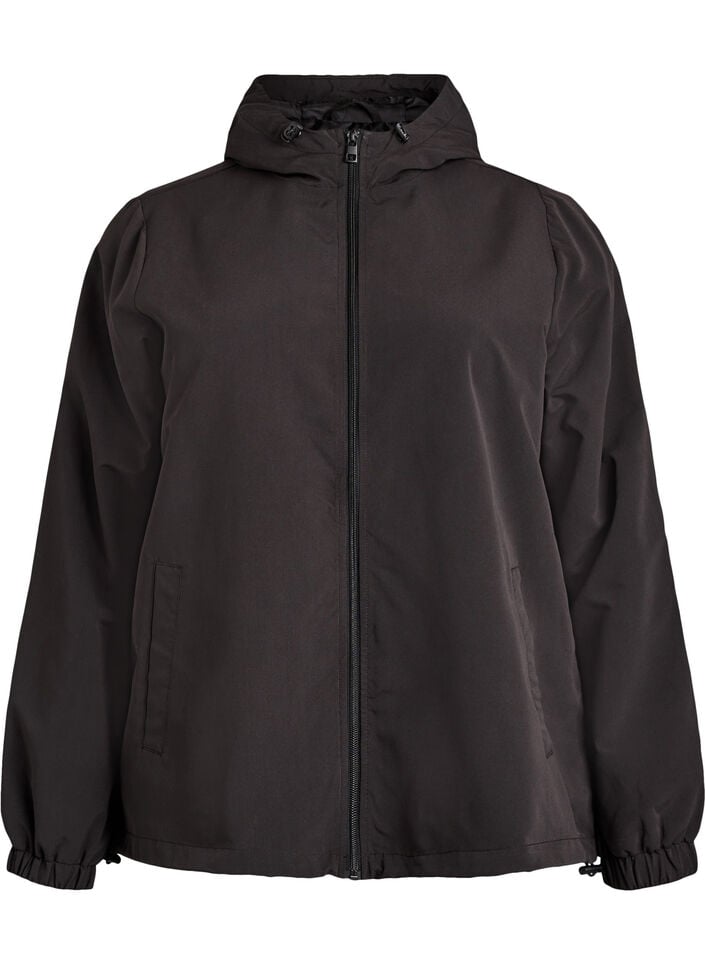 Veste l&eacute;g&egrave;re avec capuche et fermeture &eacute;clair, Noir, Packshot image number 0