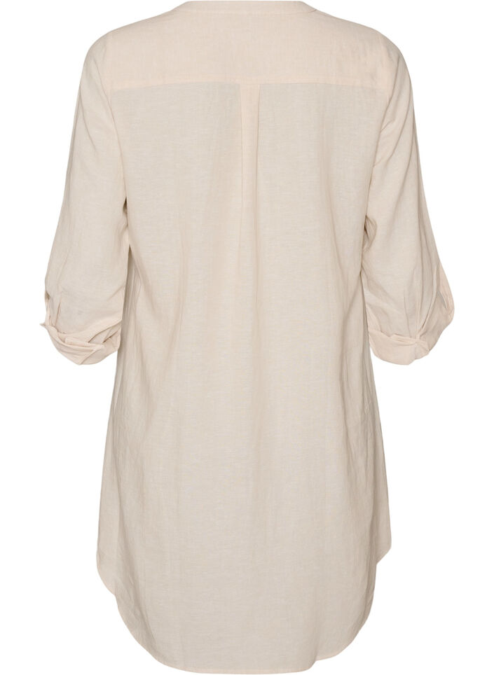 Chemise longue en lin et viscose, Beige, Packshot image number 1