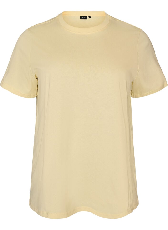 Basic katoenen T-shirt met ronde hals, Geel, Packshot image number 0