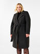 Manteau en laine long avec ceinture, Dark Grey Melange, Model image number 0