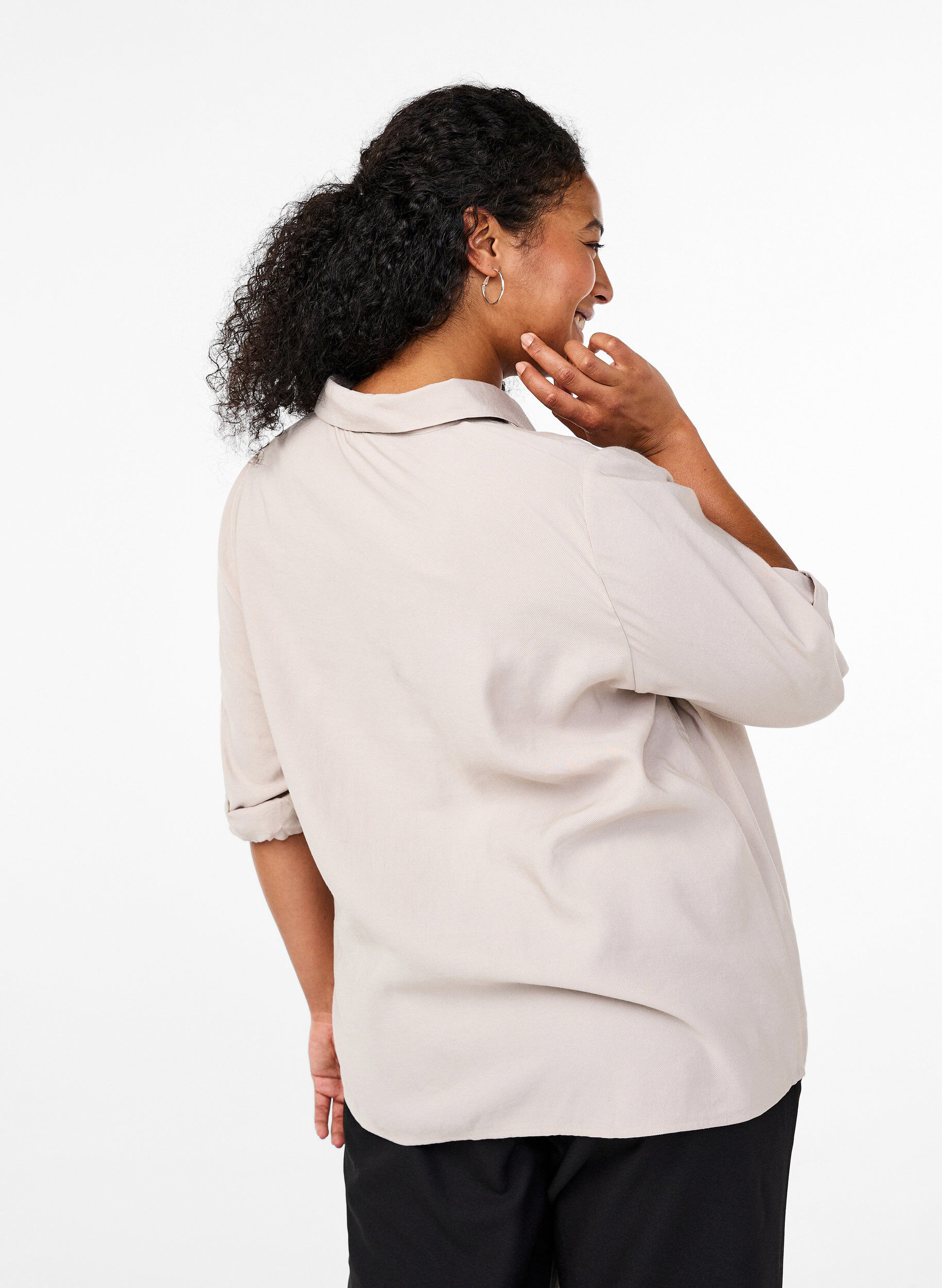 ZizziShirt met studs en 3/4 mouwen, Beige, Model image number 2