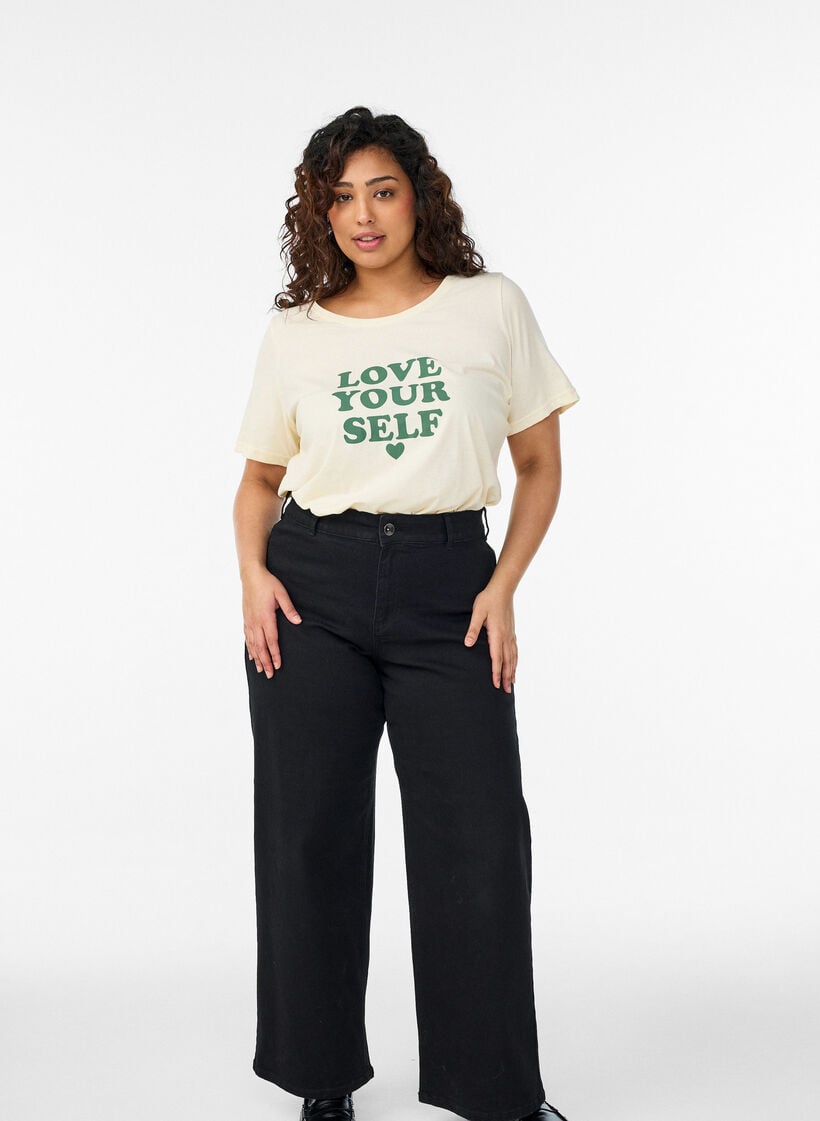 T-shirt met print, Geel, Model image number 1