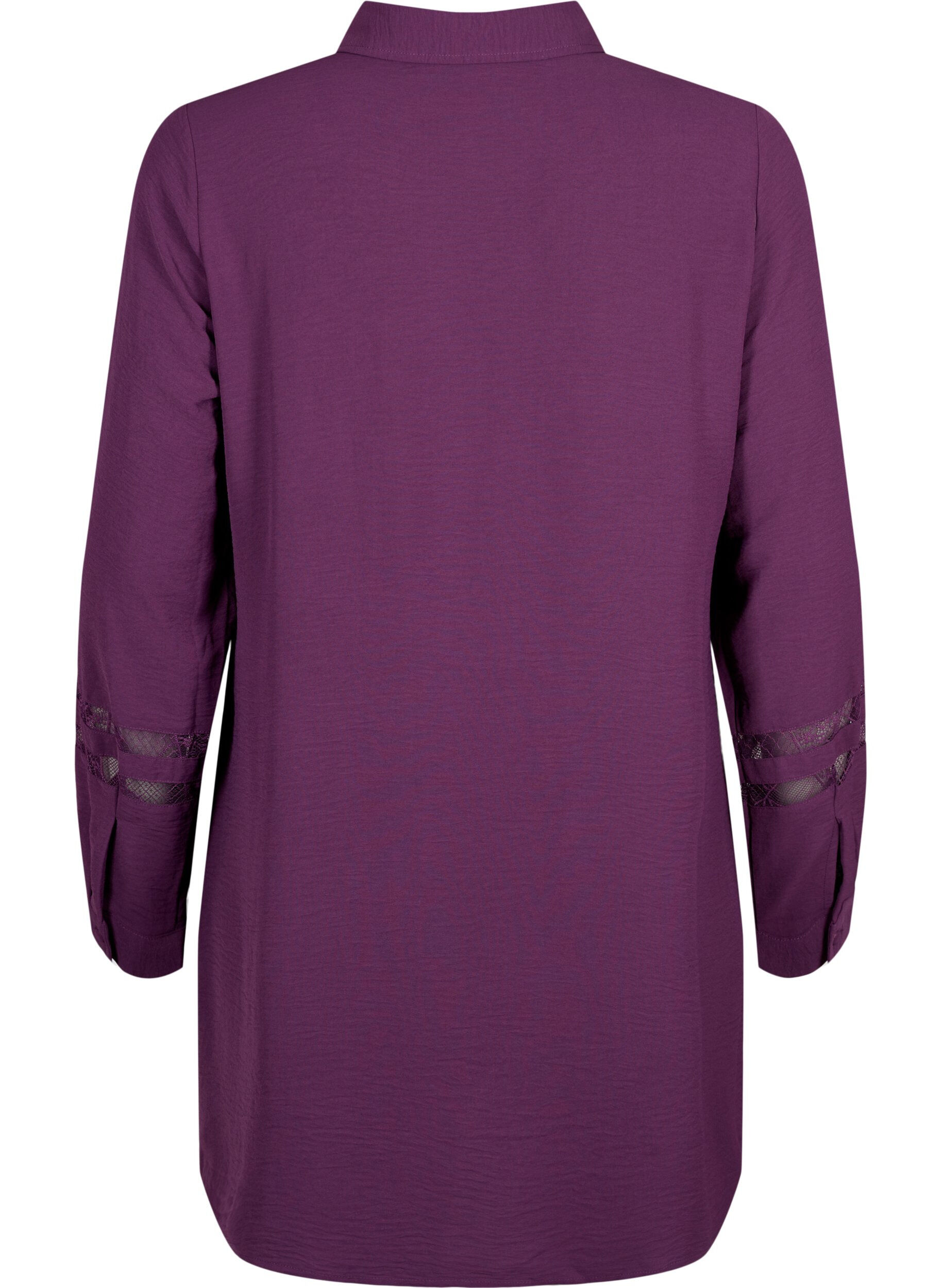 Zizzi Chemise longue avec d&eacute;tails en dentelle, Deep Purple, Packshot image number 1