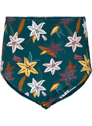Bikinibroekje met extra hoge taille en bloemenprint, Lily Teal, Packshot