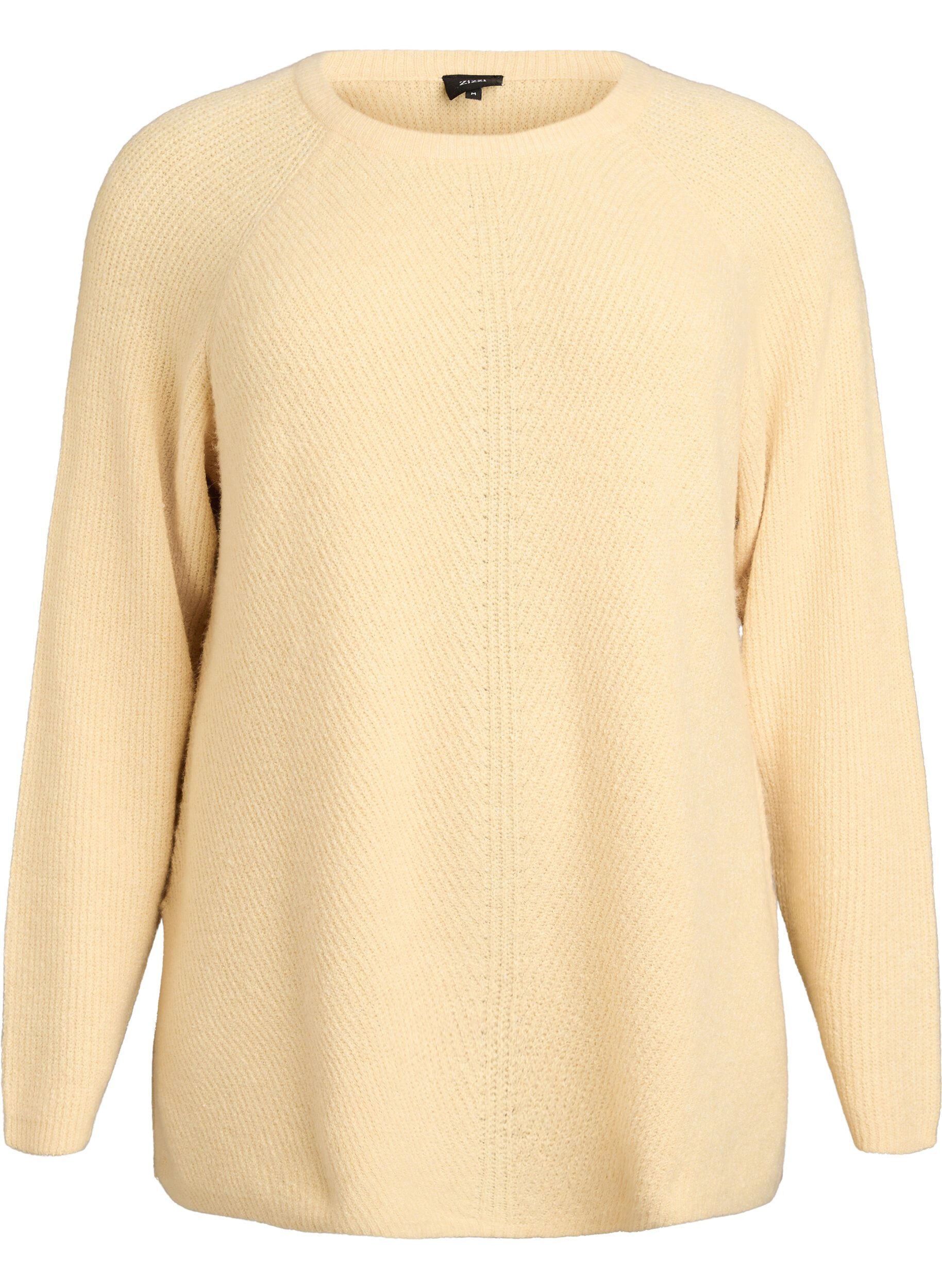 Pull en maille &agrave; motif diagonal et manches raglan