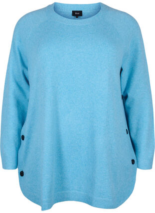 Pull en tricot avec des boutons, River Blue WhiteMel., Packshot image number 0