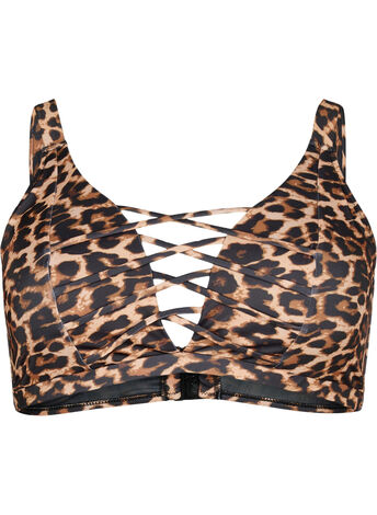 Soutien-gorge de bikini imprimé léopard avec détail string