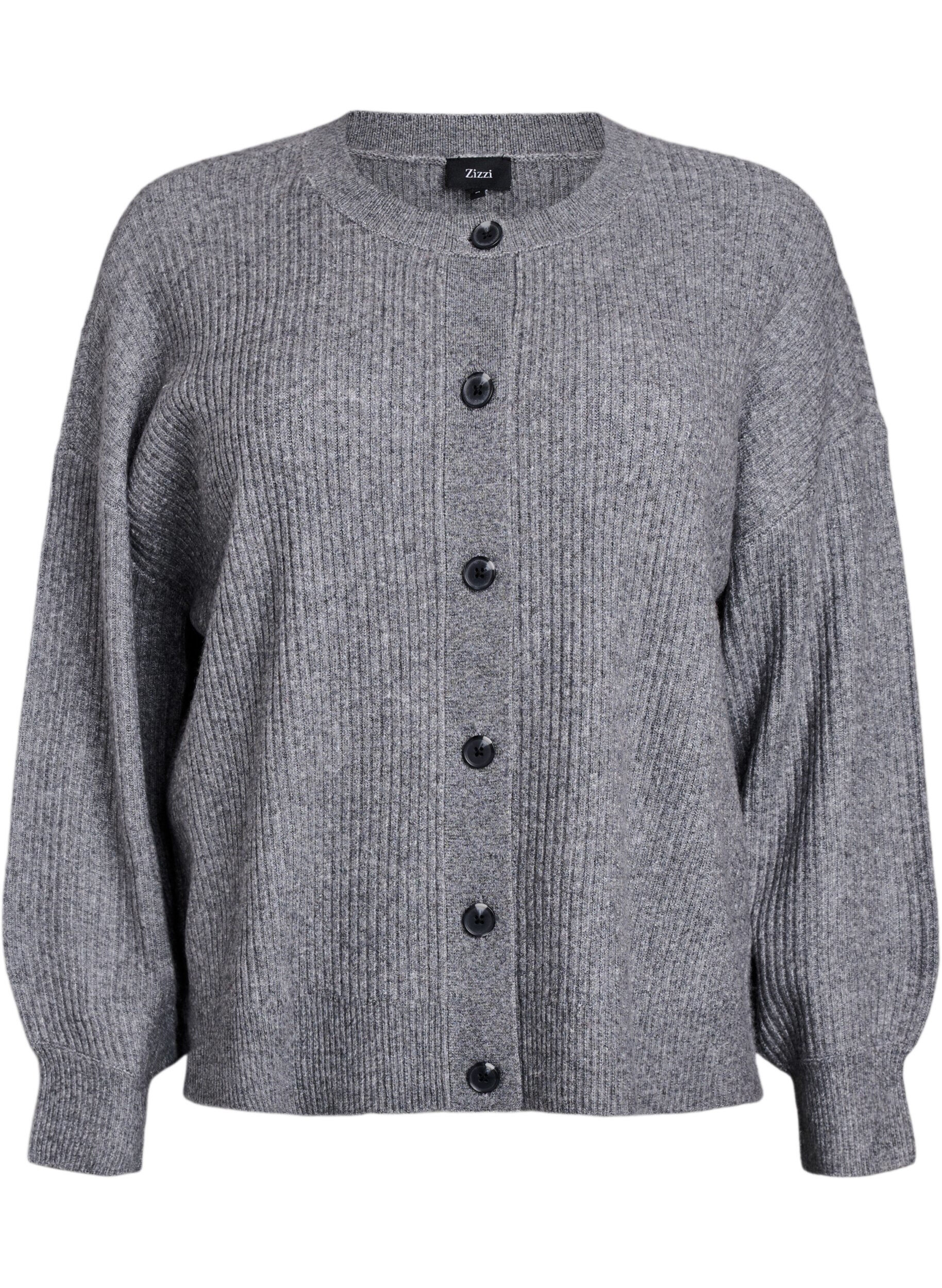 Zizzi Cardigan en tricot c&ocirc;tel&eacute; avec boutons, Gris, Packshot image number 0