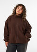 Veste teddy avec finitions en broderie anglaise et col montant, Marron, Model image number 0