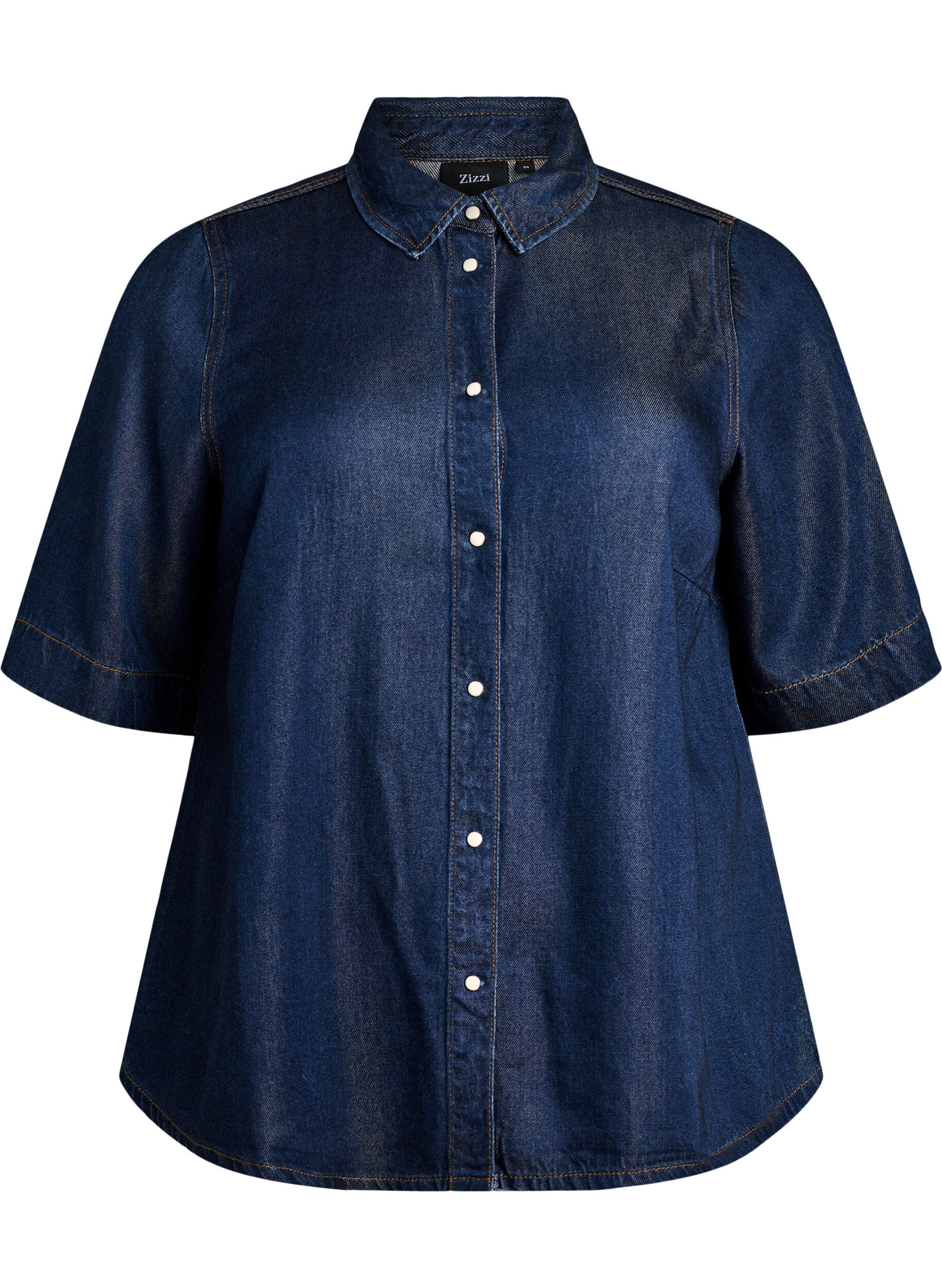 ZizziDenimlook lyocell shirt met korte mouwen, Blauw, Packshot image number 0