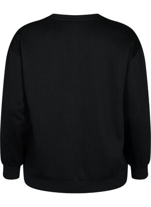 Sweatshirt met ruches en gehaakt detail, Black, Packshot image number 1