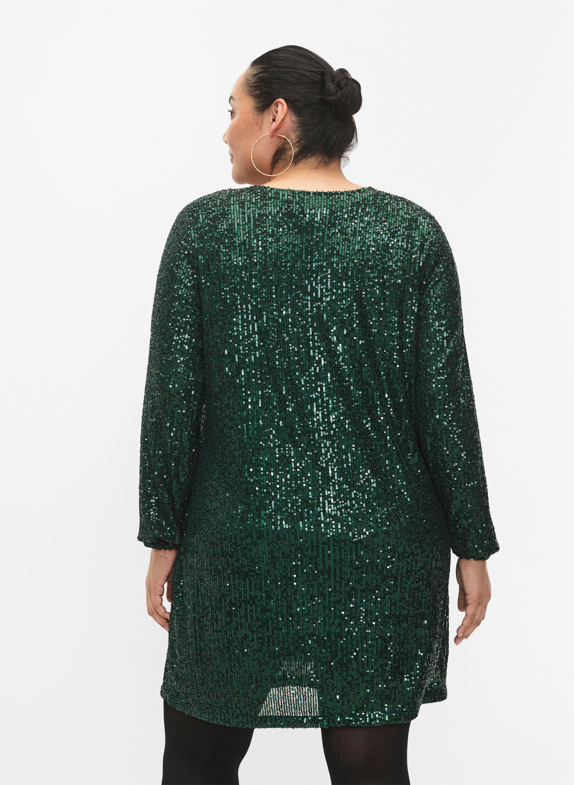 Zizzi Robe courte &agrave; sequins et manches longues, Scarab, Model image number 1