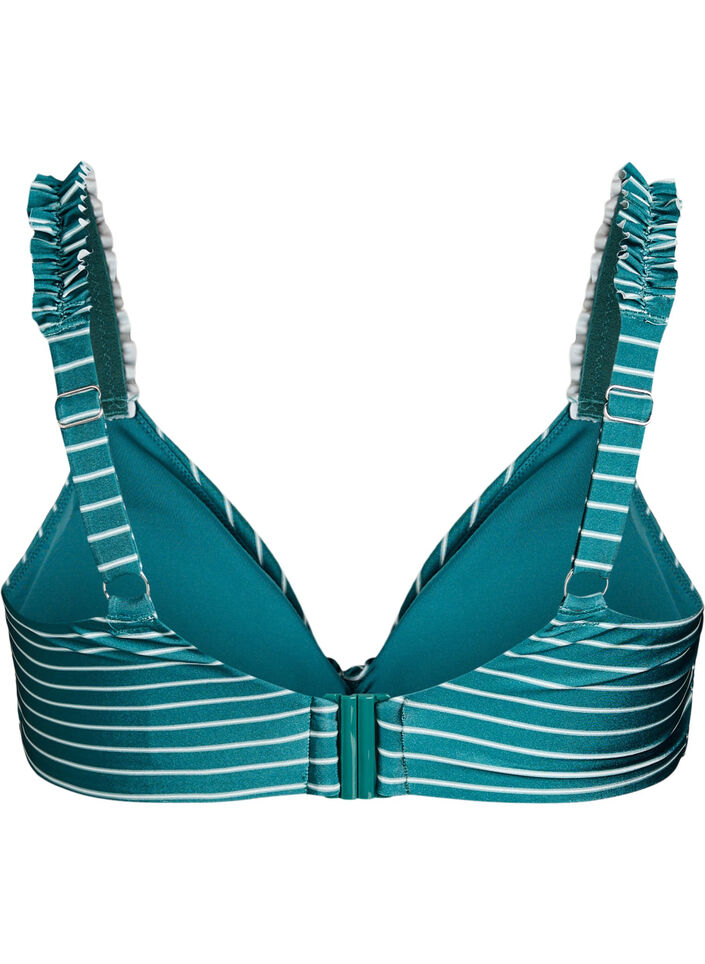 Gestreepte bikinitop met afneembare vulling, Groen, Packshot image number 1