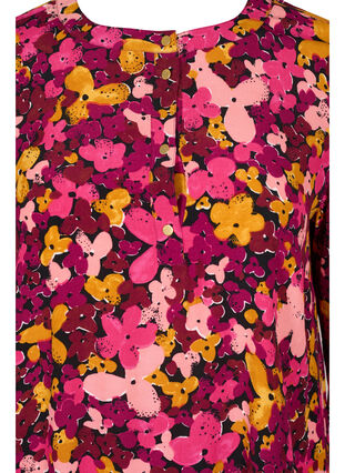 Robe fleurie en viscose à manches 3/4, Hot Pink Flower, Packshot image number 2