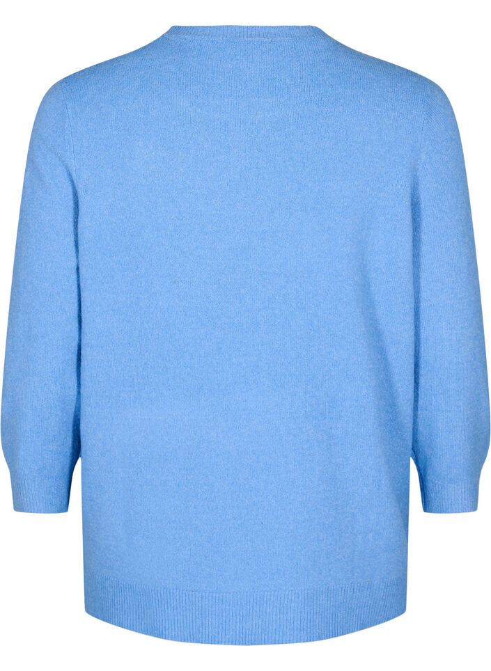 Chemisier en maille avec fleurs et manches 3/4, Della R. Blue Mel., Packshot image number 1