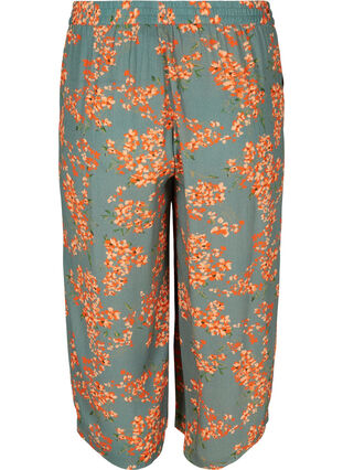 Pantalon-culotte ample en viscose, Balsam Green Flower, Packshot image number 1