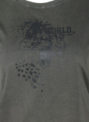 T-shirt met korte mouwen, acid wash en smokwerk, Dark grey acid wash, Packshot image number 2