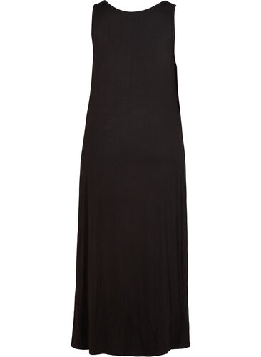Gestreepte midi-jurk in viscose, Black Solid, Packshot image number 1