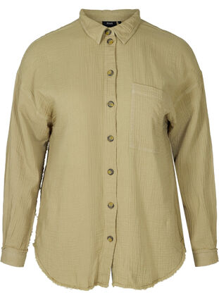 Katoenen blouse met structuur, Aloe, Packshot image number 0