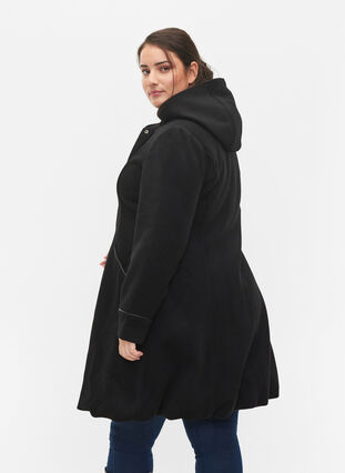 Veste en laine avec capuche, Black Solid, Model image number 1