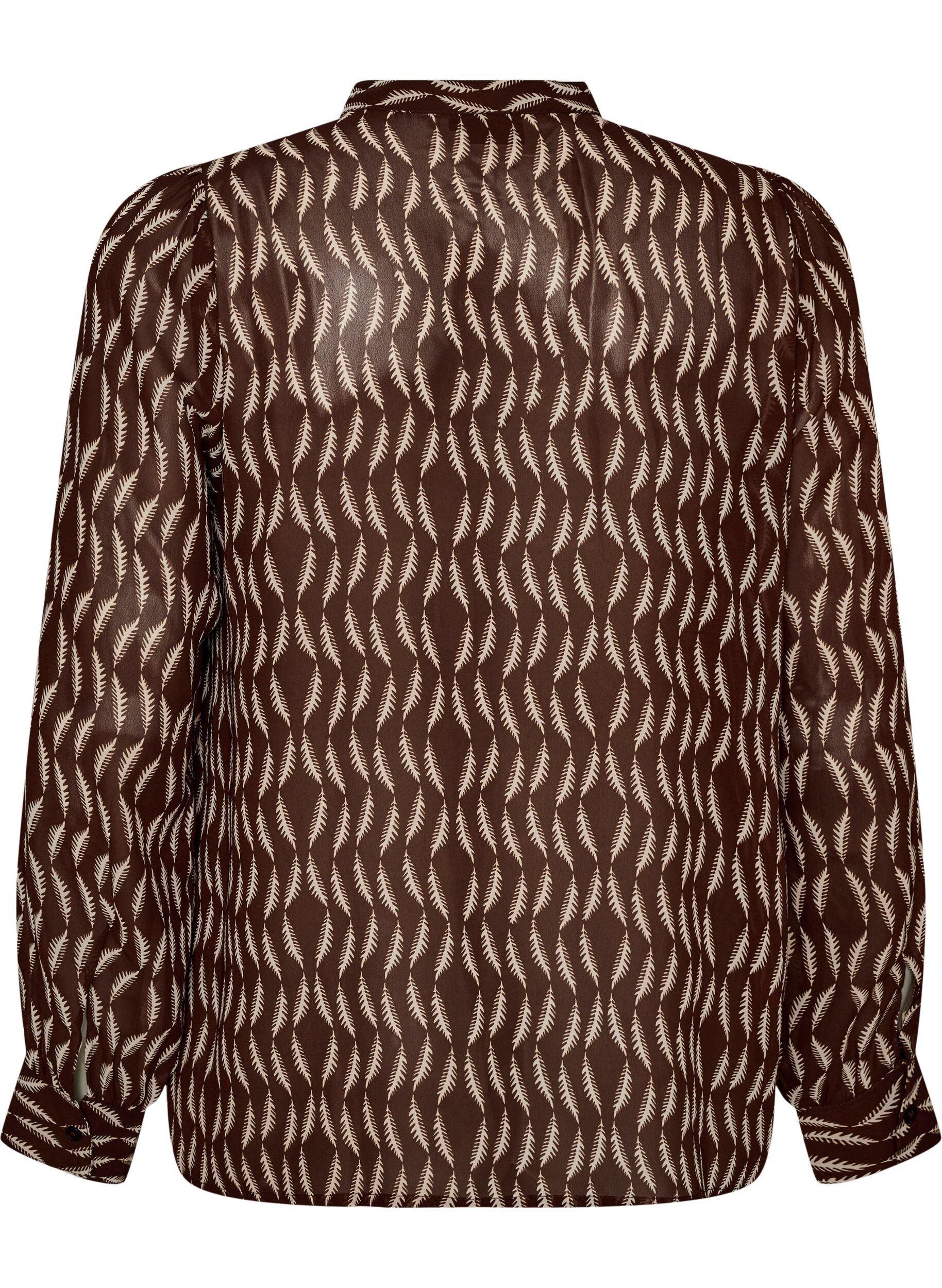 ZizziBlouse met all-overprint en korte knoopsluiting, Bruin, Packshot image number 1