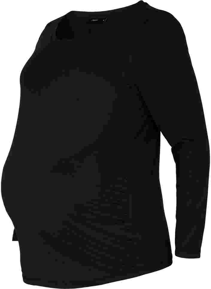 Basic zwangerschapstop met lange mouwen, Black, Packshot image number 0
