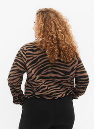 Chemise à col en V avec imprimé zèbre, Black/Brown Zebra, Model