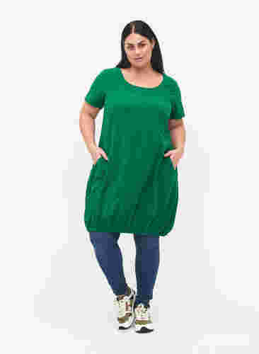 Katoenen jurk met korte mouwen, Verdant Green, Model image number 2