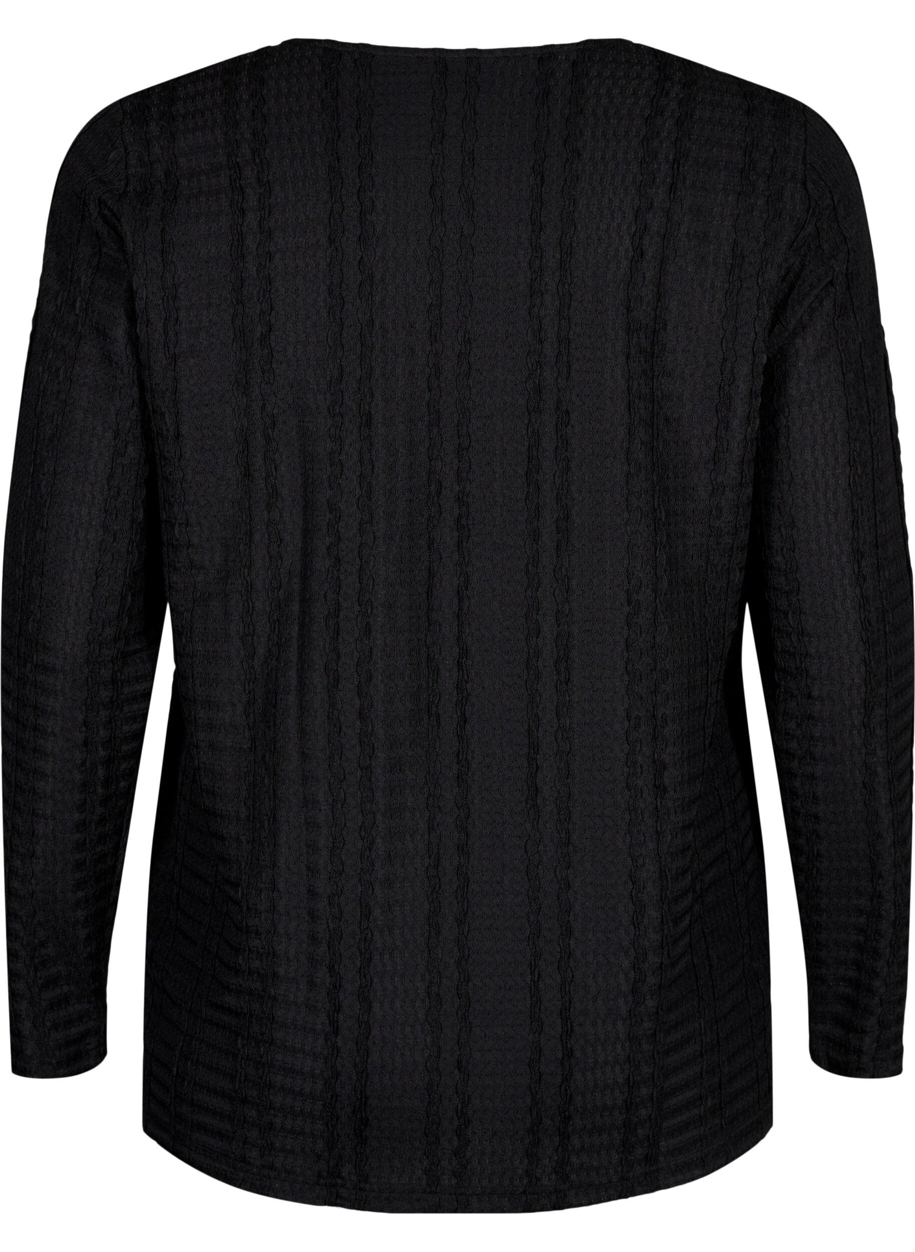 ZizziGestructureerde lange mouw blouse, Black, Packshot image number 1