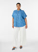 Denimlook lyocell shirt met bloemenborduursel, Blauw, Model image number 1