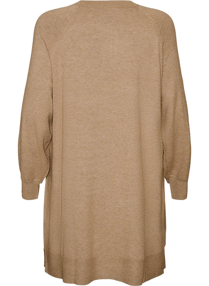 Robe courte en maille &agrave; manches raglan et couture centrale, Beige, Packshot image number 1