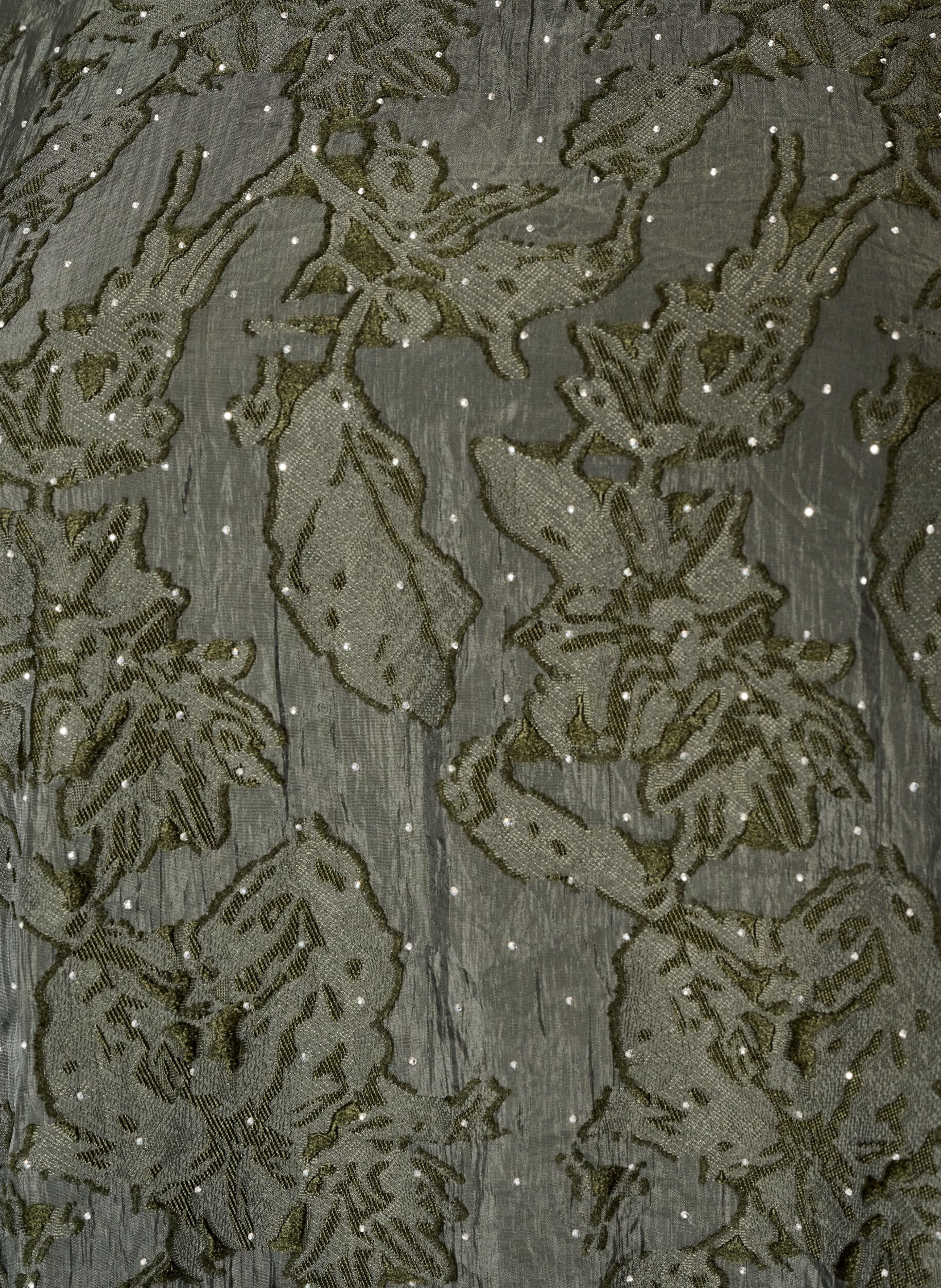 ZizziRobe jacquard avec des d&eacute;tails scintillants et des manches bouffantes, Vert, Packshot image number 2