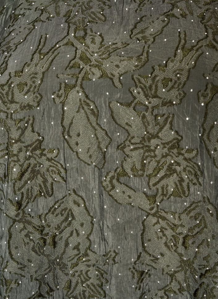 Robe jacquard avec des d&eacute;tails scintillants et des manches bouffantes, Vert, Packshot image number 2