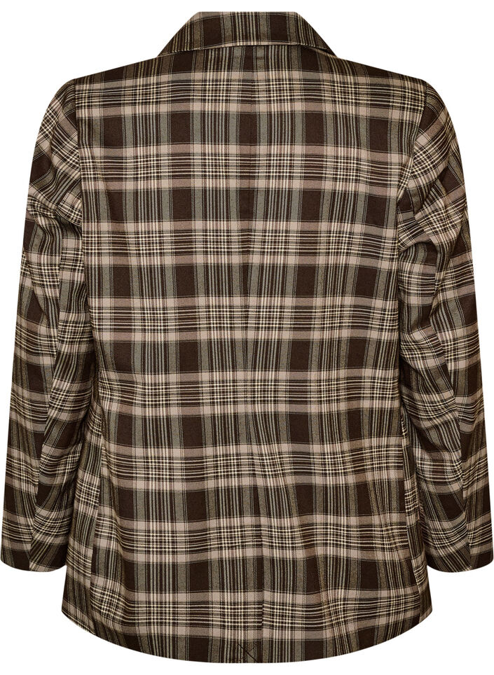 Blazer &agrave; carreaux avec poches et fente au dos, Marron, Packshot