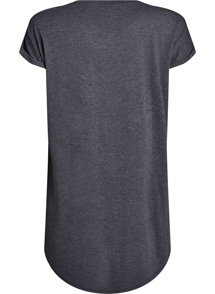 Chemise de nuit &agrave; manches courtes avec imprim&eacute; de texte, Noir, Packshot image number 1