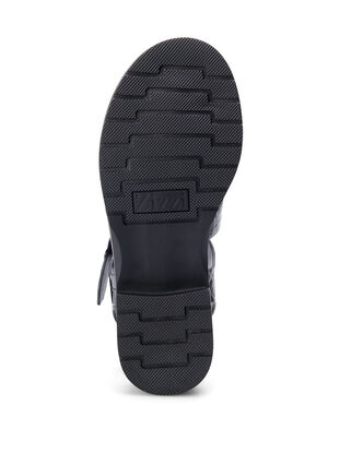 Sandale large en cuir de crocodile brillant, Black, Packshot image number 5