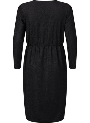 Robe scintillante avec aspect enveloppant et manches longues, Black Black, Packshot image number 1